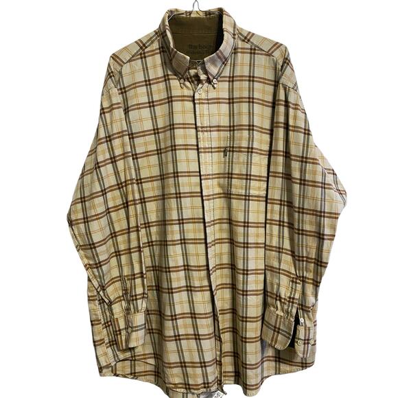 Barbour Traditional Twill Button Up Cotton Flannel Cream Browns Size XL - Picture 1 of 14